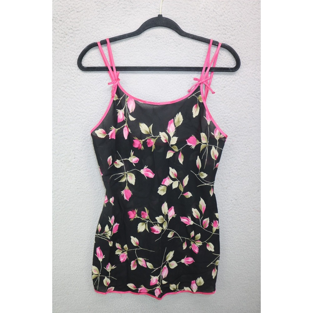 Jones New York Sheer Dark Floral Nightie-Size Medium-Whimsigoth-Sexy